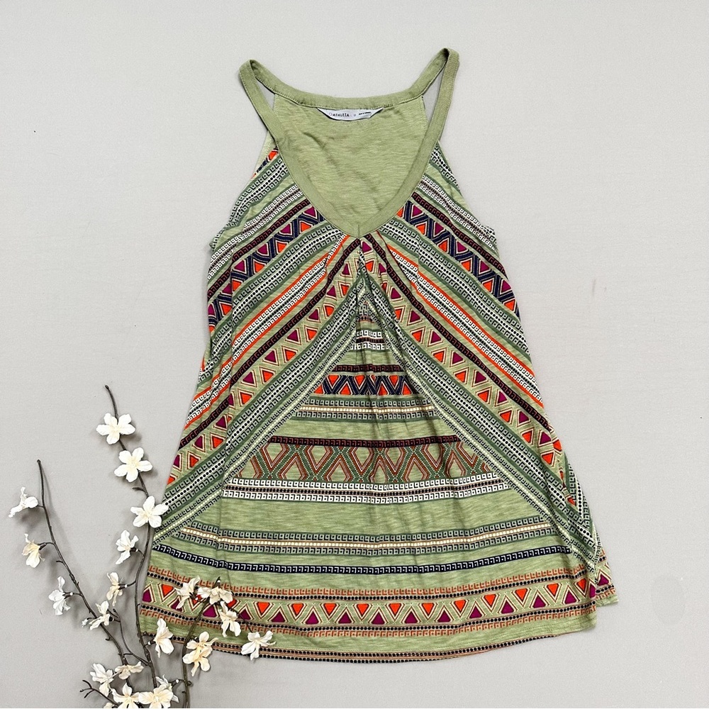 ATHLETA green aztec print tank top, M.